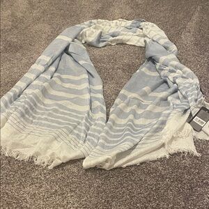 Forever New Light Blue and White Striped Scarf